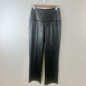 Joie Pants Womens S Black Faux Leather Wide Leg Ankle‎ Pleather Party Festival